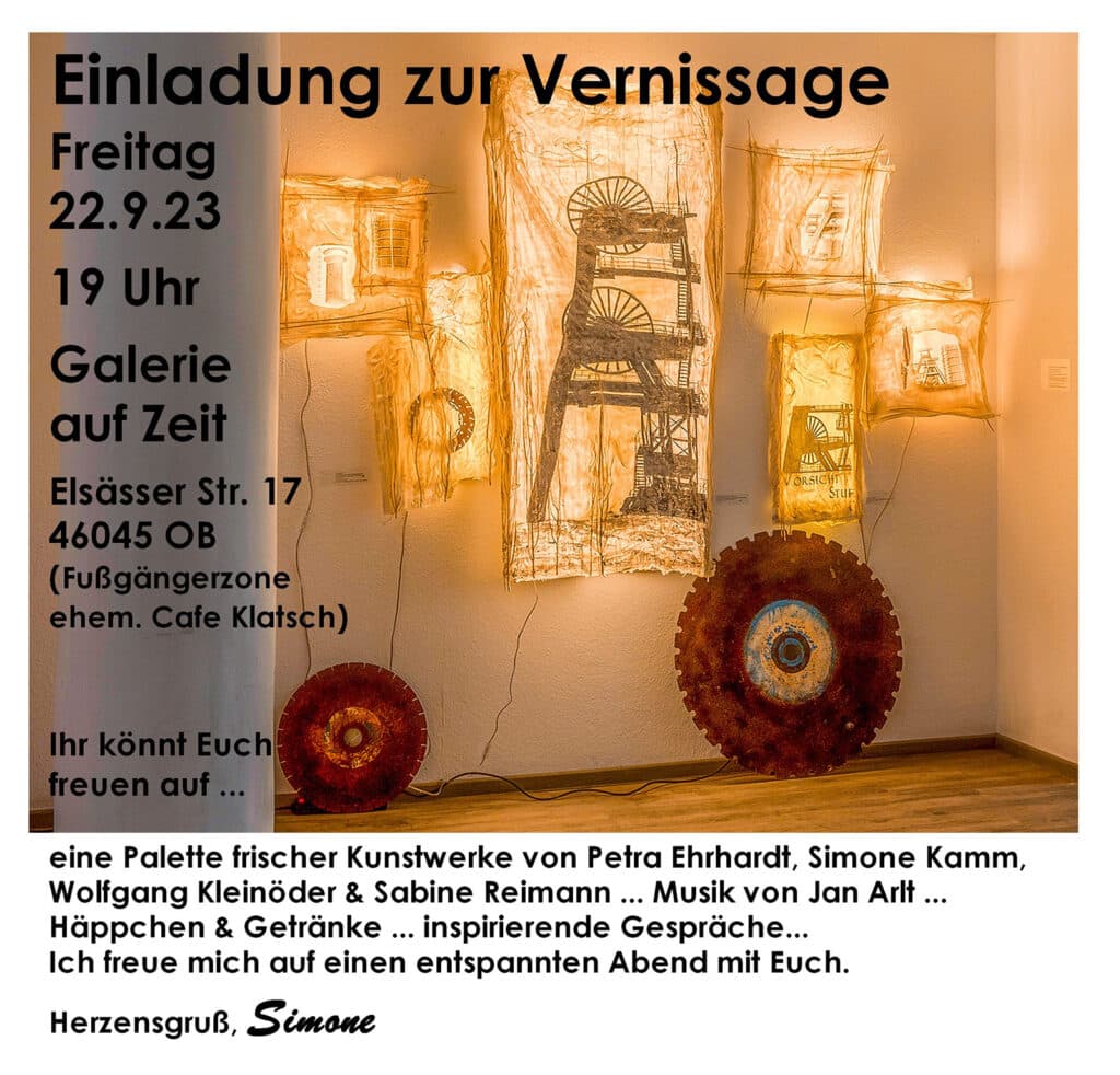 Einladung Vernissage Galerie auf Zeit; creative city; Oberhausen;